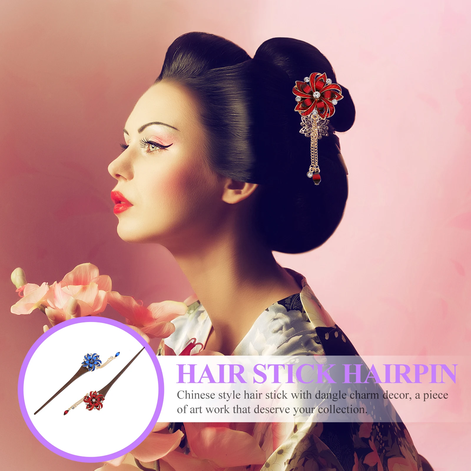 

2pcs Ethnic Style Hairpin Vintage Hair Stick Tassel Fork Bridal Accessories Bun Holder Zinc Alloy Women Accessory Hair Tool