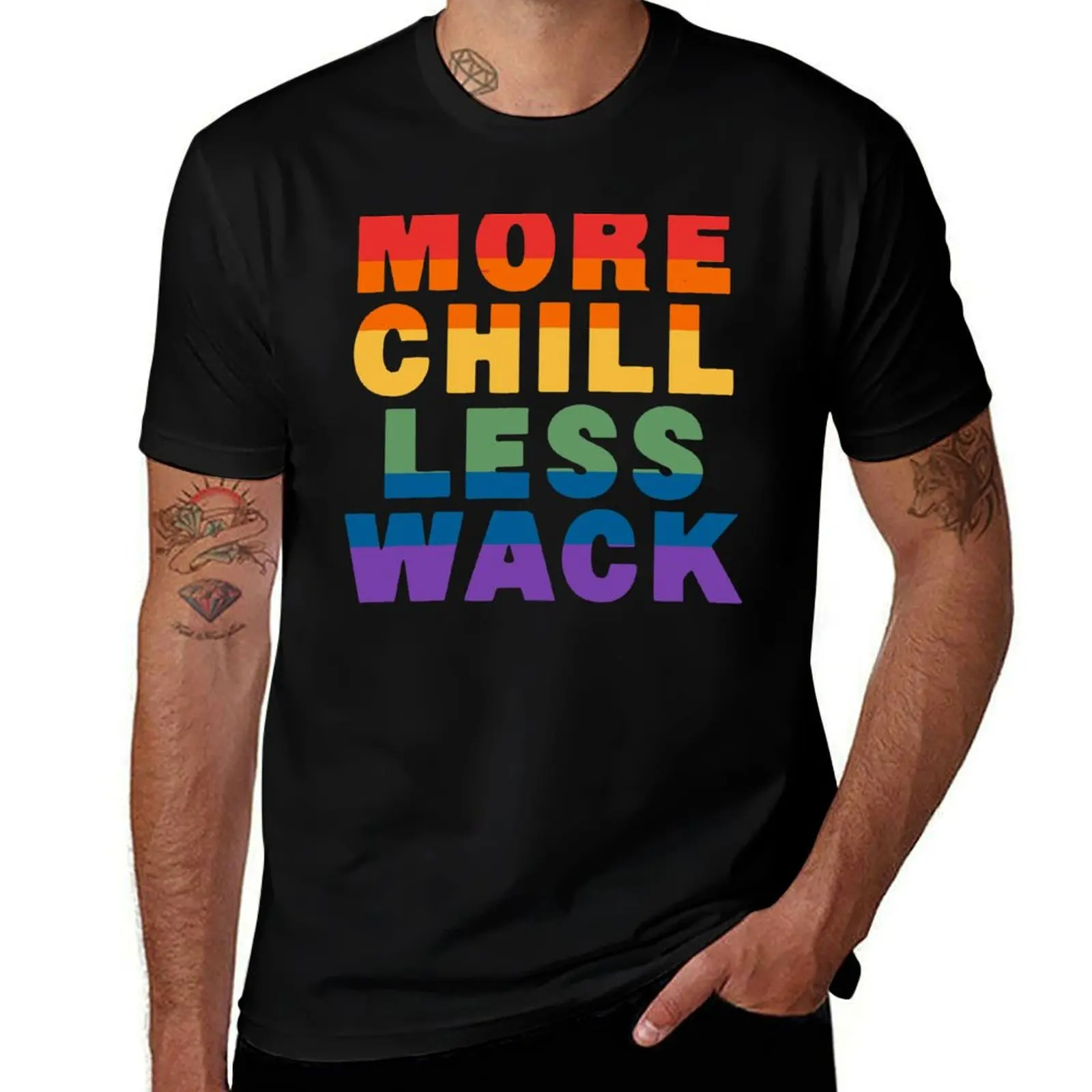 More Chill Less Wack (Pride) T-Shirt Basic Casual Short Sleeve Cotton Shirt T-Shirt