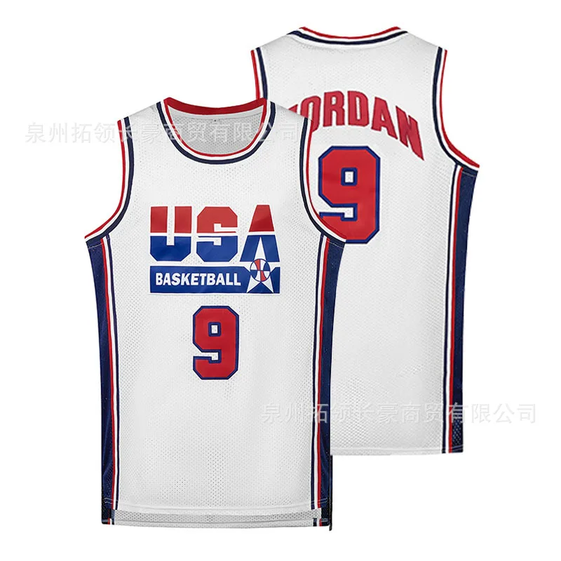 نسخة ريترو للرجال STOKTON # 7 # 9 # 12 # 15 كرة السلة جيرسي الولايات المتحدة الأمريكية التطريز سترة رياضية واسعة تناسب الملابس العلامة التجارية الصينية #1