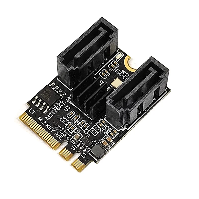 M2 to SATA3.0 Adapter M.2 NGFF KEY A+E PCI Express to SATA3.0 Dual-Port 6Gbps Hard Disk Expansion Card JMB582 Drive-Free