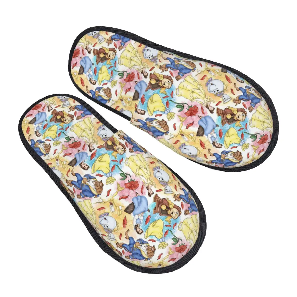 

Изготовленные на заказ тапочки из пены с эффектом памяти «Красавица и чудовище», женские уютные теплые домашние тапочки