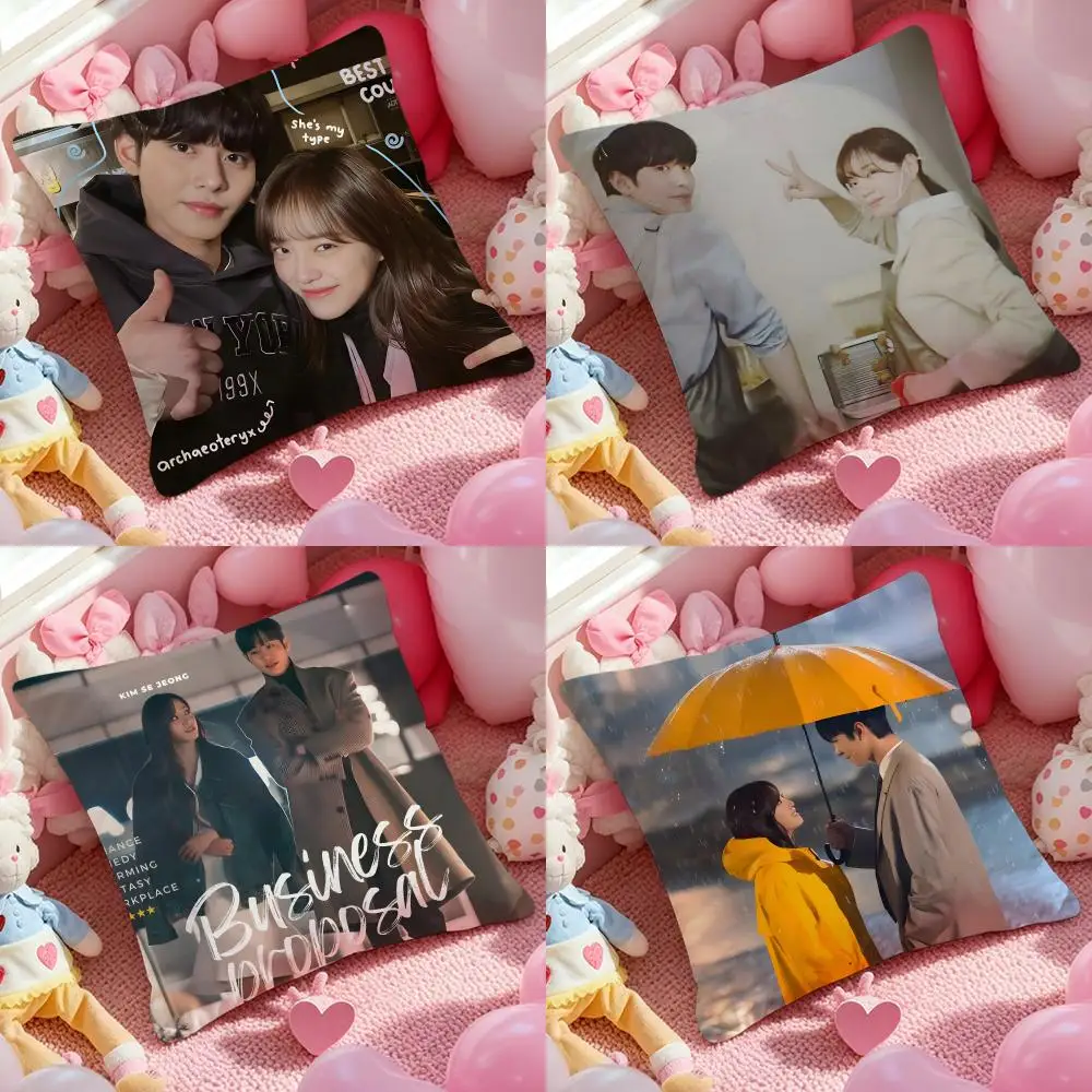 Business Proposa KDrama Cushion Cover Anti-dustmite Pillowcase Invisible Zipper Silky Short Plush Sofa Cushion Cover