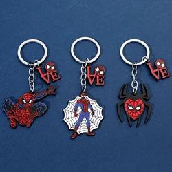 Superhero Spiderman Model Keychain Marvel The Avengers Spider Man Keyrings Cartoon Figure Key Holder for Backpack Ornament