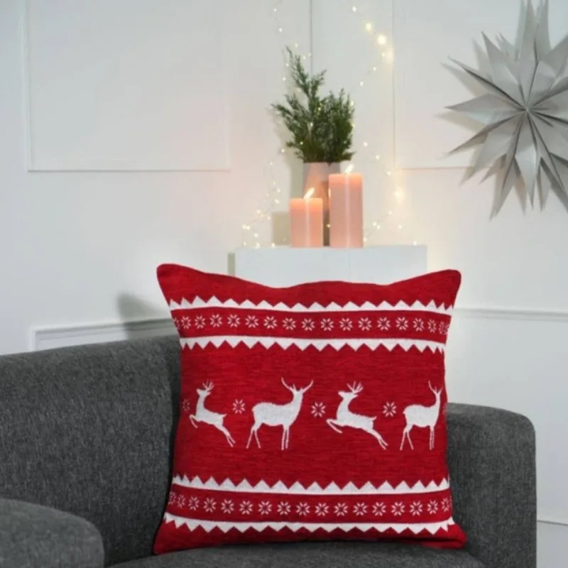 

Reindeer Blizzard Cozy Jacquard Throw Pillow Christmas Winter Decor Living Room Couch Soft Cushion Birthday Gift