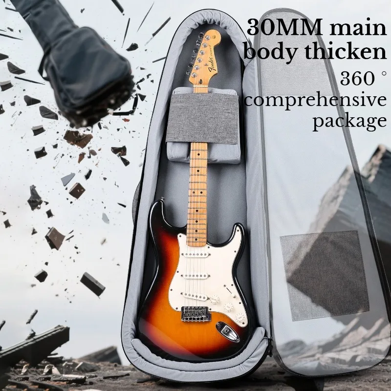 Oxford Cloth Electric Guitar Bag Thicken Waterproof Shockproof Shoulders Portable Electric Bass Bag Musical Instrument Accessory