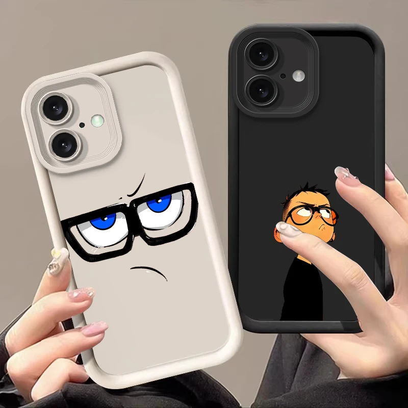 

New cartoon glasses Phone Case For iPhone 17 Pro Max 16 E 15 14 Pro 13 12mini 11 Air XS Max 5 6 7 8 Plus X Silicone Soft Cover