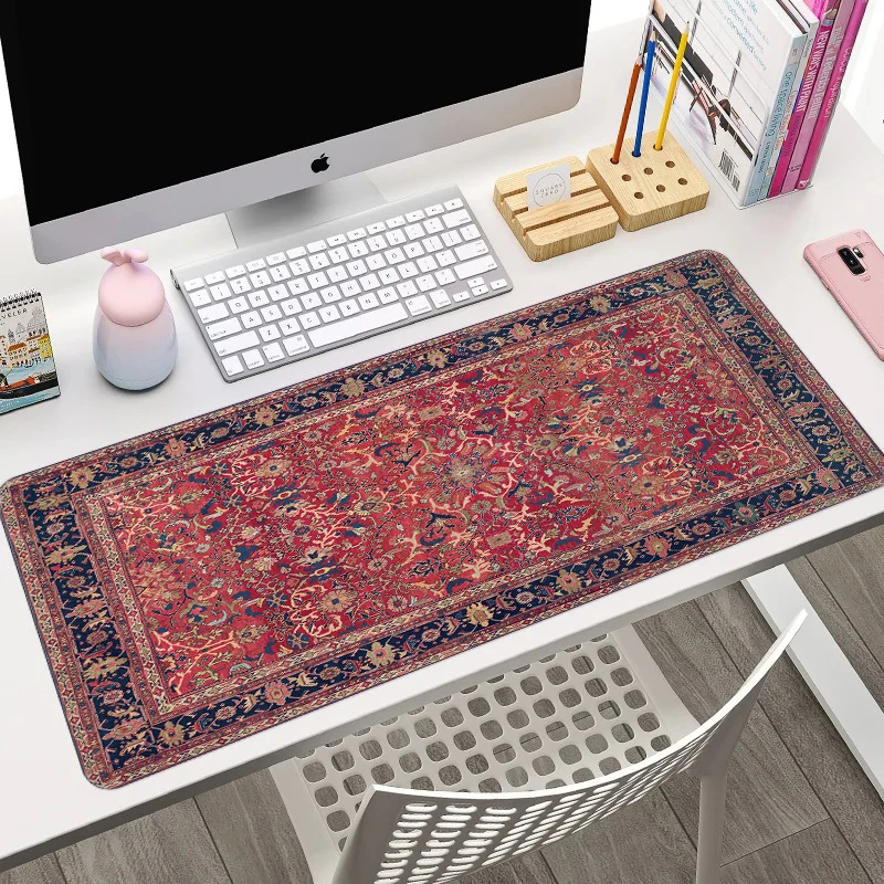 Large Mouse Pad Beautiful Oriental Persian Pattern Desk Mat Control Pads Vintage Table Carpet Non-slip Rubber Desktop Home Decor