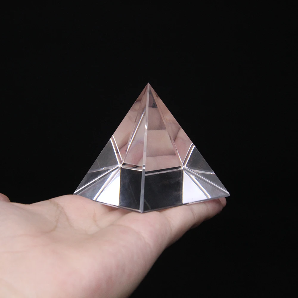 Crystal Pyramid Transparent Polyhedron Rainbow Glass Decoration Magic Desktop Home Ornaments pyramids home decor