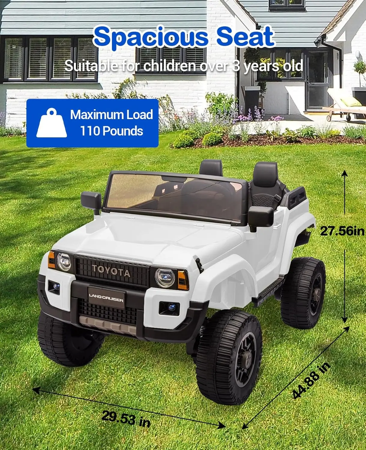 Voiture électrique pour enfants, camion à monter sous licence Toyota LC250 24V 2 places avec télécommande, moteurs 4 × 100W, 4WD/2WD commutable