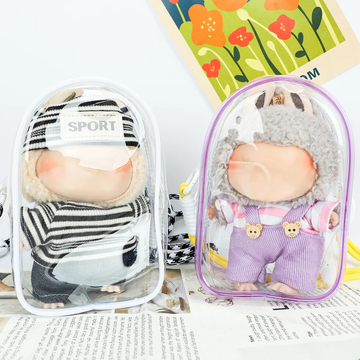 10-15 cm transparante displaytas beschermhoes voor speelgoed en poppen stofdichte opbergzakken buitengebruik en feestdecor rugzak sling
