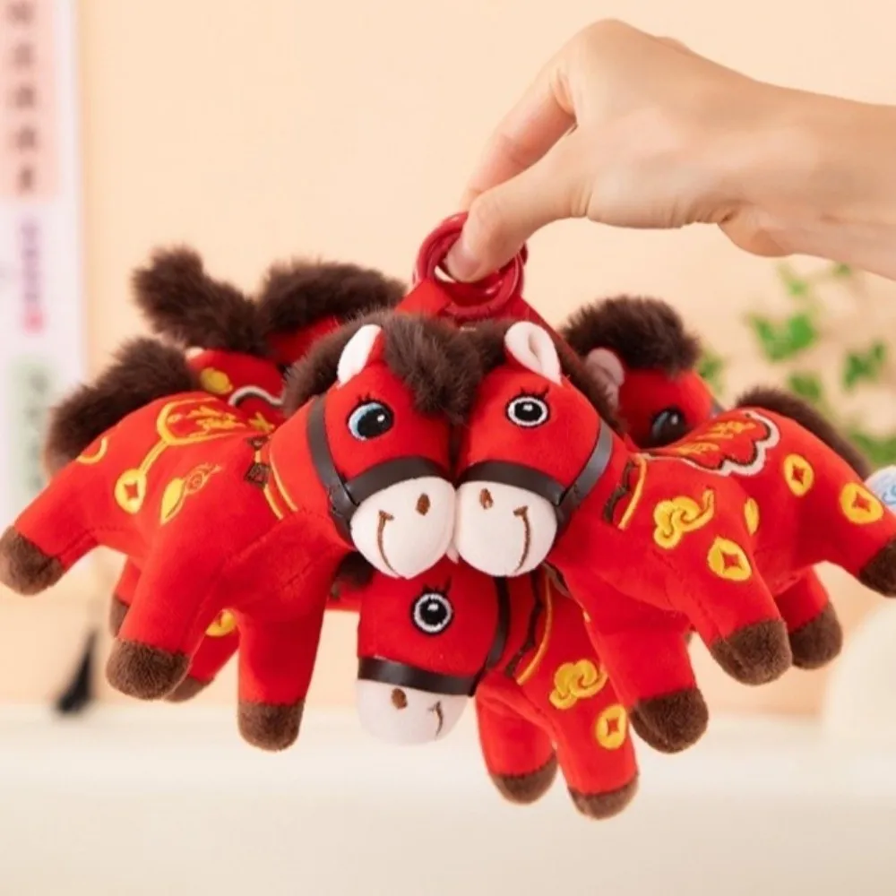 

Red Color Plush Horse Keychain Lucky Horse Cute Horse Doll Pendant 12cm Plush Materia Zodiac Pony Figurine Car Decor
