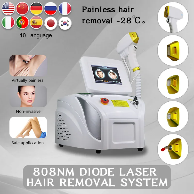 Professional 755nm 808nm 1064nm 3 Wavelength 808 Diode Laser Hair Removal Machine for Salon IPL Hair Remover Tool