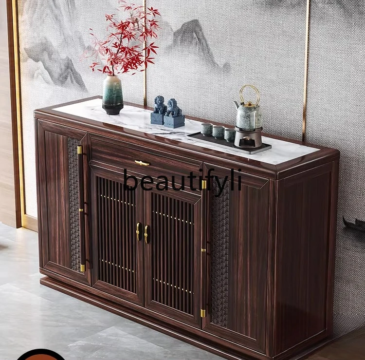 

New Chinese-style dining side cabinet, living room solid wood, tea cabinet for home use, locker against the wall