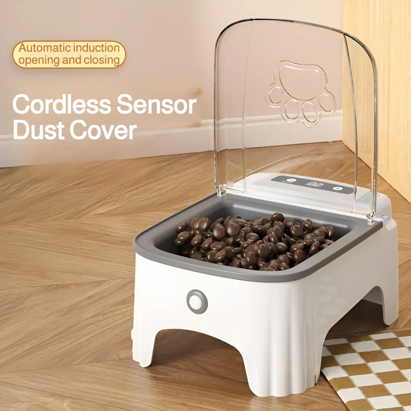 Intelligent control of pet sensor feeder, automatic sensing cover opening, moisture-proof neck protection