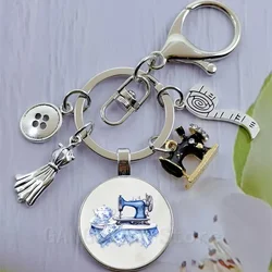 Lavender pattern creative metal sewing machine scissors keychain tailor enthusiast keychain, jewelry