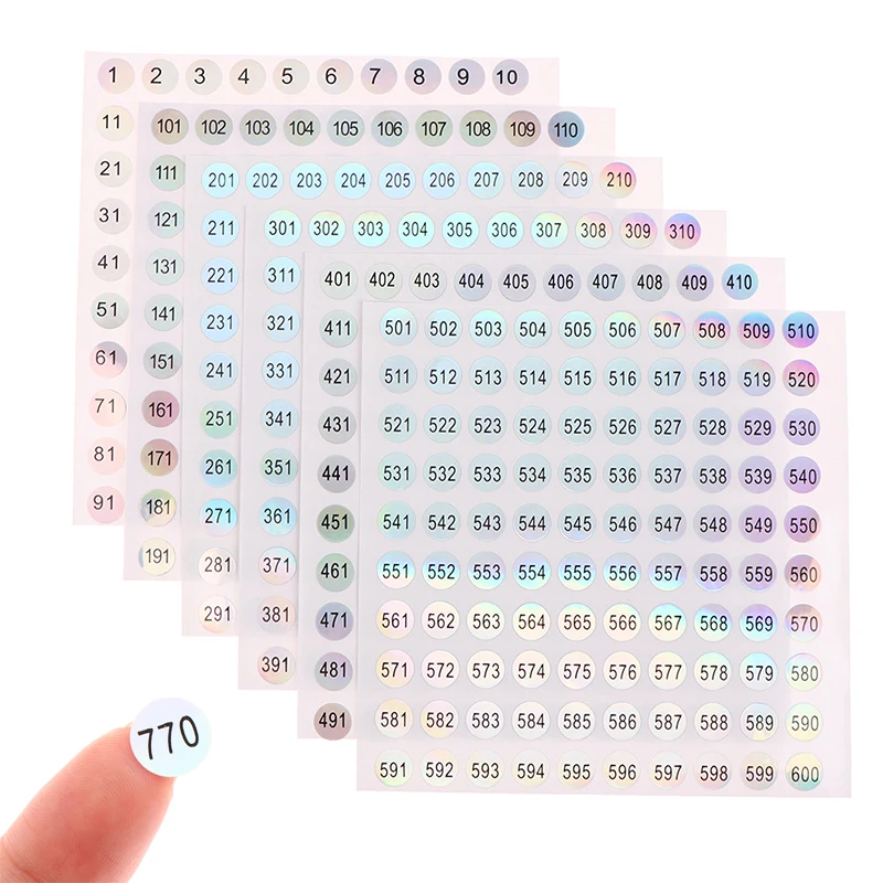 1 Sheet Waterproof Digital Label 1-1000 Laser Number Stickers Diy Self Adhesive Nail Polish Bottle Decal Number Tags Sticker