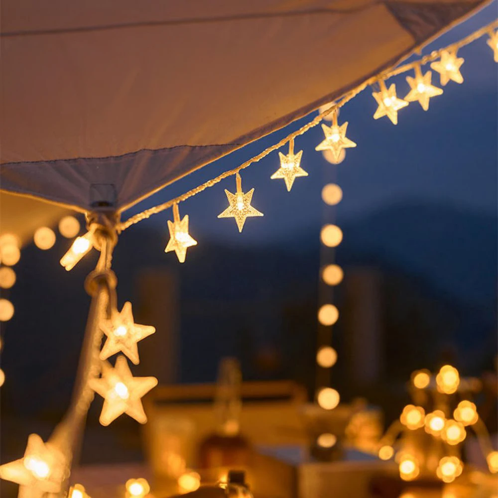 أضواء سلسلة النجوم، تعمل بالبطارية 40/20/10 LED لطيف معلق ستار الجنية ضوء لغرفة النوم حفل زفاف شجرة عيد الميلاد الديكور #6