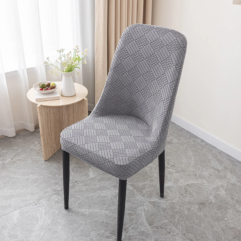 Curved Backrest Dining Chair Cover General Household Elastic Solid Concave Chair Cover Special-shaped Semi-circular Stool Cover