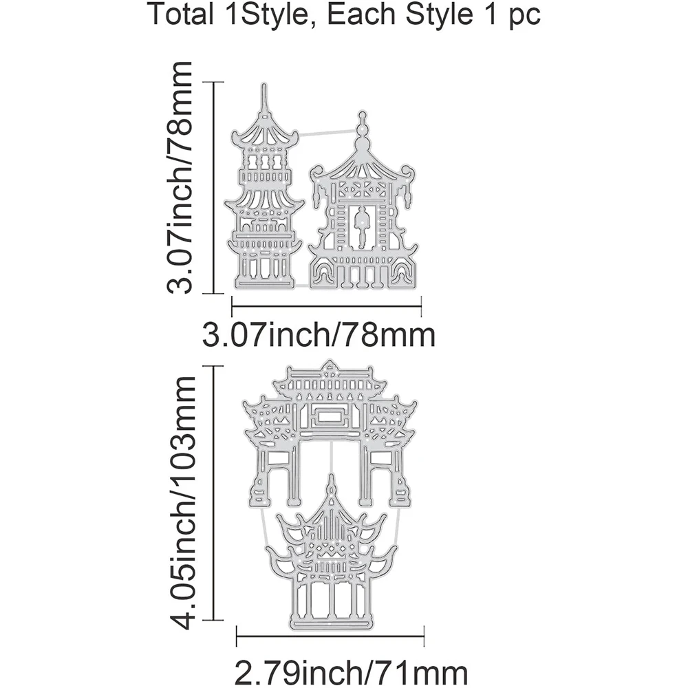 Matrices de découpe en métal Temple antique, décor financier, découpes pour bricolage, scrapbooking, carte de voeux de Pâques, décor d\'album