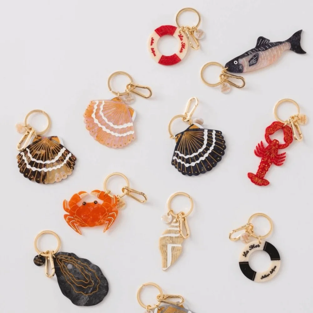 Surfboard Acrylic Keychain Ice Cream Ocean Style Vacation Style Pendant Cartoon Design Contrasting Color Bag Charm Student