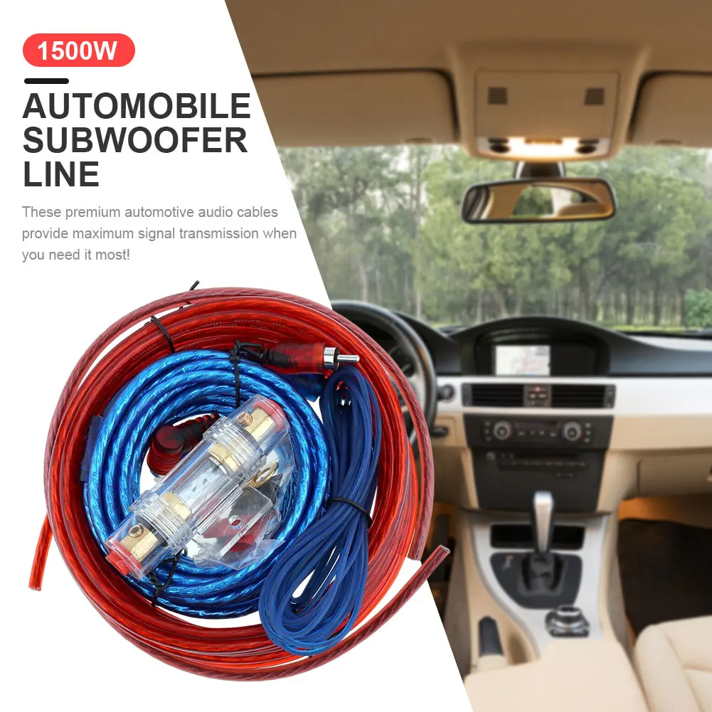 Cavo subwoofer per auto 1500/2000W 8GA Kit di cablaggio per altoparlanti audio per auto Cavo di alimentazione RCA Portafusibili da 60 AMP Linea audio per auto Ricambi auto