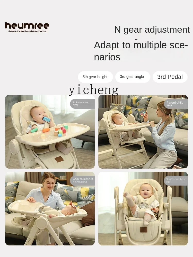 XL Baby-Esszimmerstuhl, Baby-Kinder essen, multifunktionaler, faltbarer, sitzender und liegender Esstisch und Stuhl