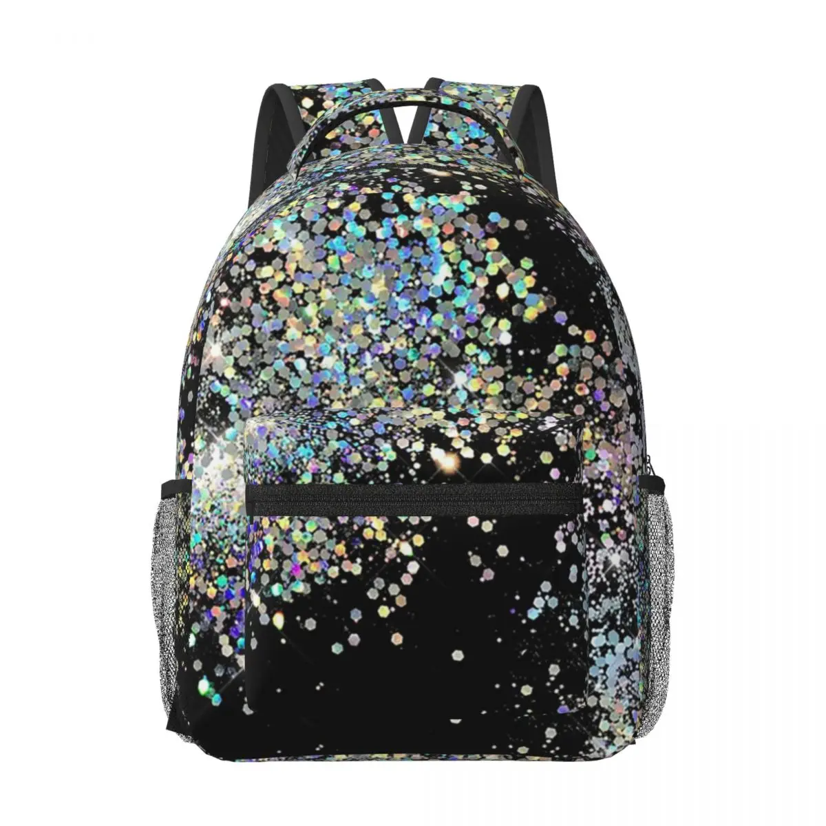 Black And Multicolor Sequins Faux Backpacks Boys Girls Bookbag Students School Bags Portability Travel Rucksack Shoulder Bag