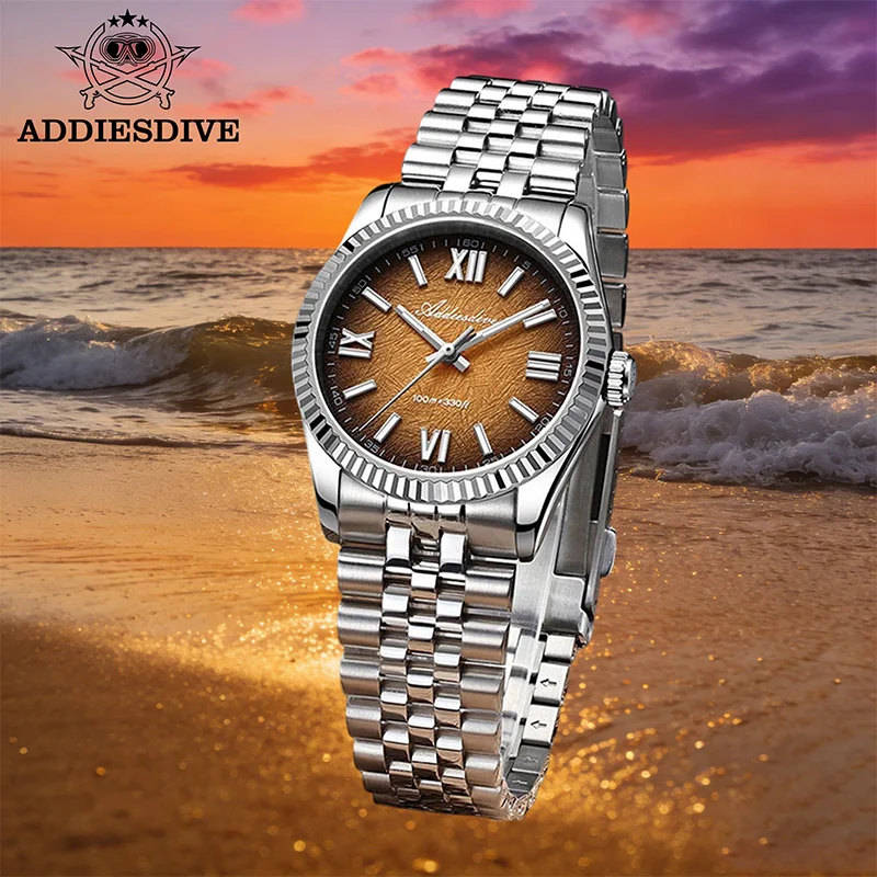 

ADDIESDIVE Minimalist Men's Quartz Watch 36mm Four Season Dial Sapphire Glass 100m Waterproof Watches VH31 Luminous Steel Watch