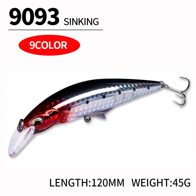 New 45g 120mm Minnow Sinking Fishing Lure Hard Plastic Trout Lure Artificial Bait Pesca Wobbler Fishing for pike bass Crankbait