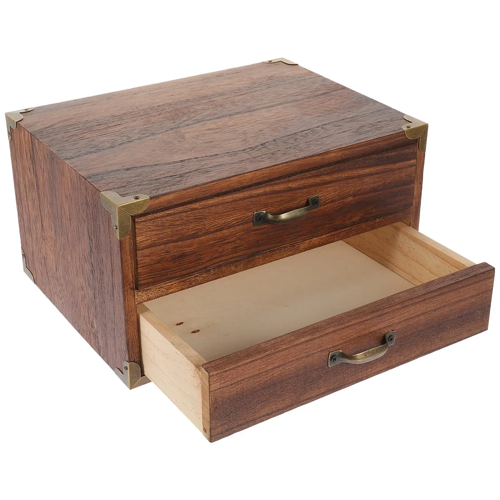 

Drawer Storage Cabinet Desktop Organizer with Drawers Vintage Decor Style Holder Boxes Jewelry Case Wooden