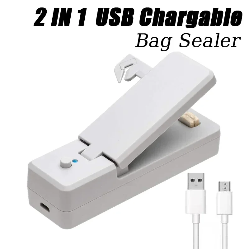 2 w 1 USB Mini torba magnetyczna Sealer Opener akumulator przenośne jedzenie Snack zgrzewarka do opakowań zgrzewarka do torebek kuchennych