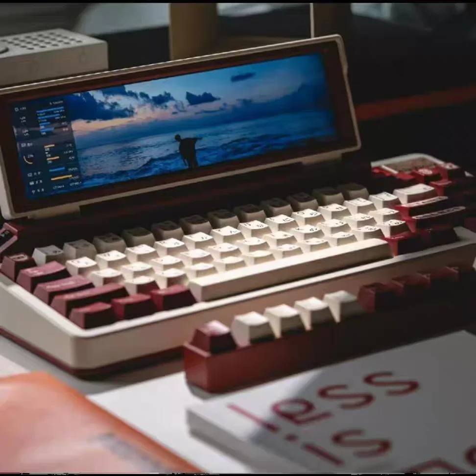 Customized mechanical keyboard screen version full set, single-mode aluminum lump hot-swappable mahjong sound