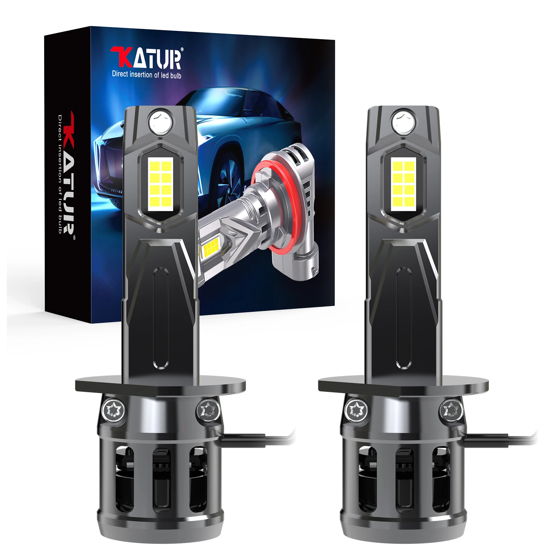 

Katur 2x H1 Car Led Bulbs Auto Headlight with Fan Head Lamp Low Beam High Beam Headlight 20000Lm For Seat Leon 1p 1m Altea 5p