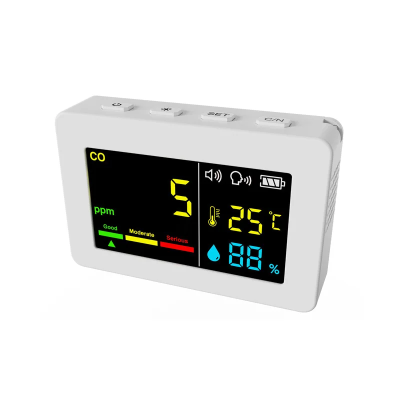 

Electrochemical carbon monoxide detector portable CO temperature and humidity air quality monitor