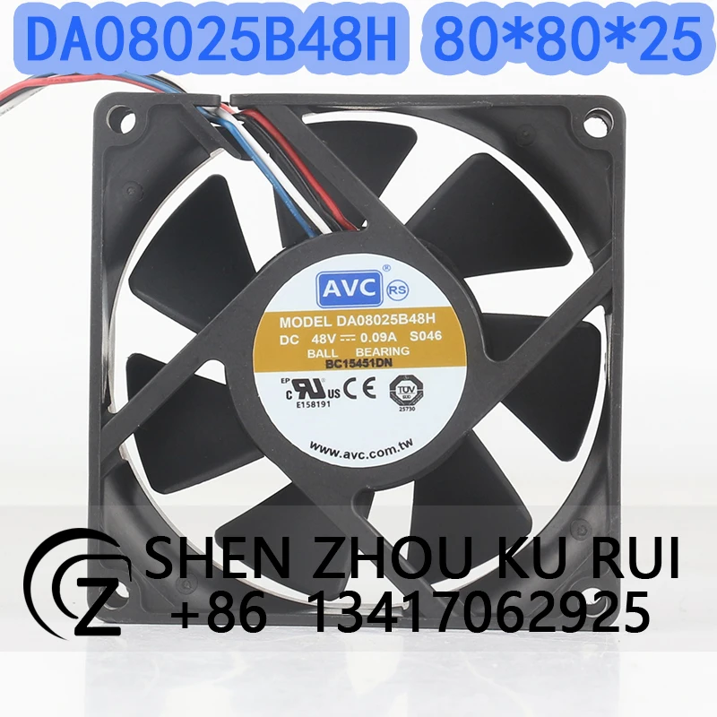

AVC 5V 12V 24V DC 48V 0.09A AC EC 8025 80X80X25MM 8CM 3-wire feedback signal Temperature control Server DA08025B48H cooling fan
