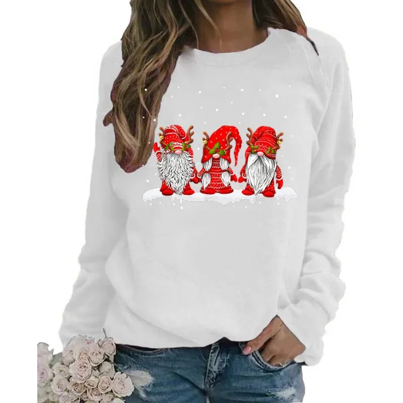 

Women's Christmas Print Long-Sleeve Crew-Neck Hoodie Sweatshirt Aesthetic Streetwear Casual Fashion Christmas-Themed Sweatshirts