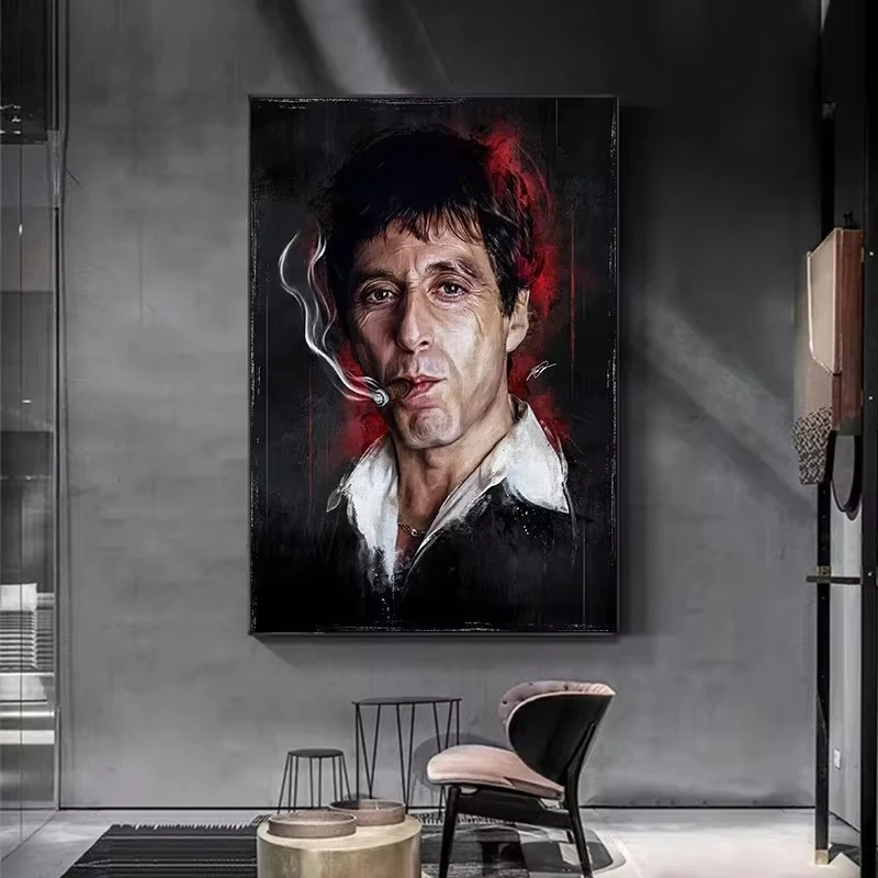 Classic Movie Character Abstract Art Canvas Painting The Godfather,Tony Montana Posters Prints Wall Art Picture for Home Decor