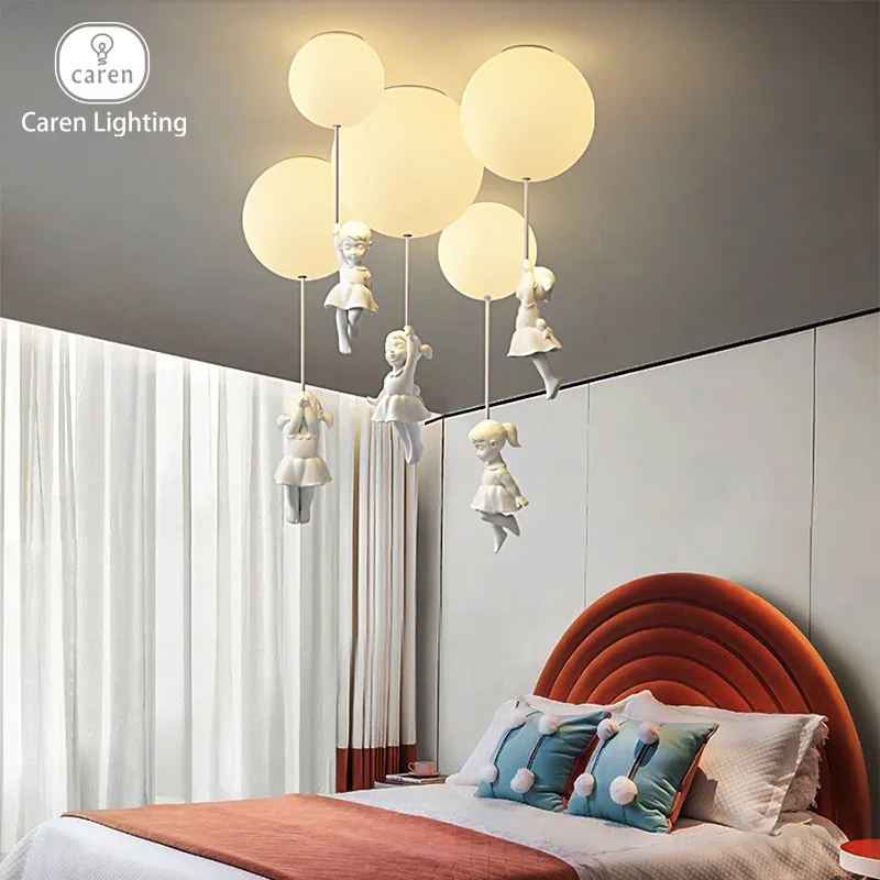 Caren Lighting unique flush mount celing light Modern Contemporary Stylish Elegant Design Minimalist Luxury Unique white balloon