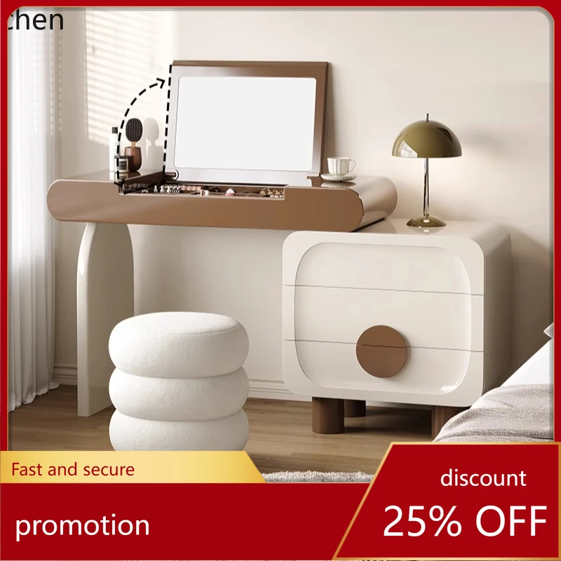 

HT solid wood dresser chest integrated bedroom retro small apartment clamshell makeup table