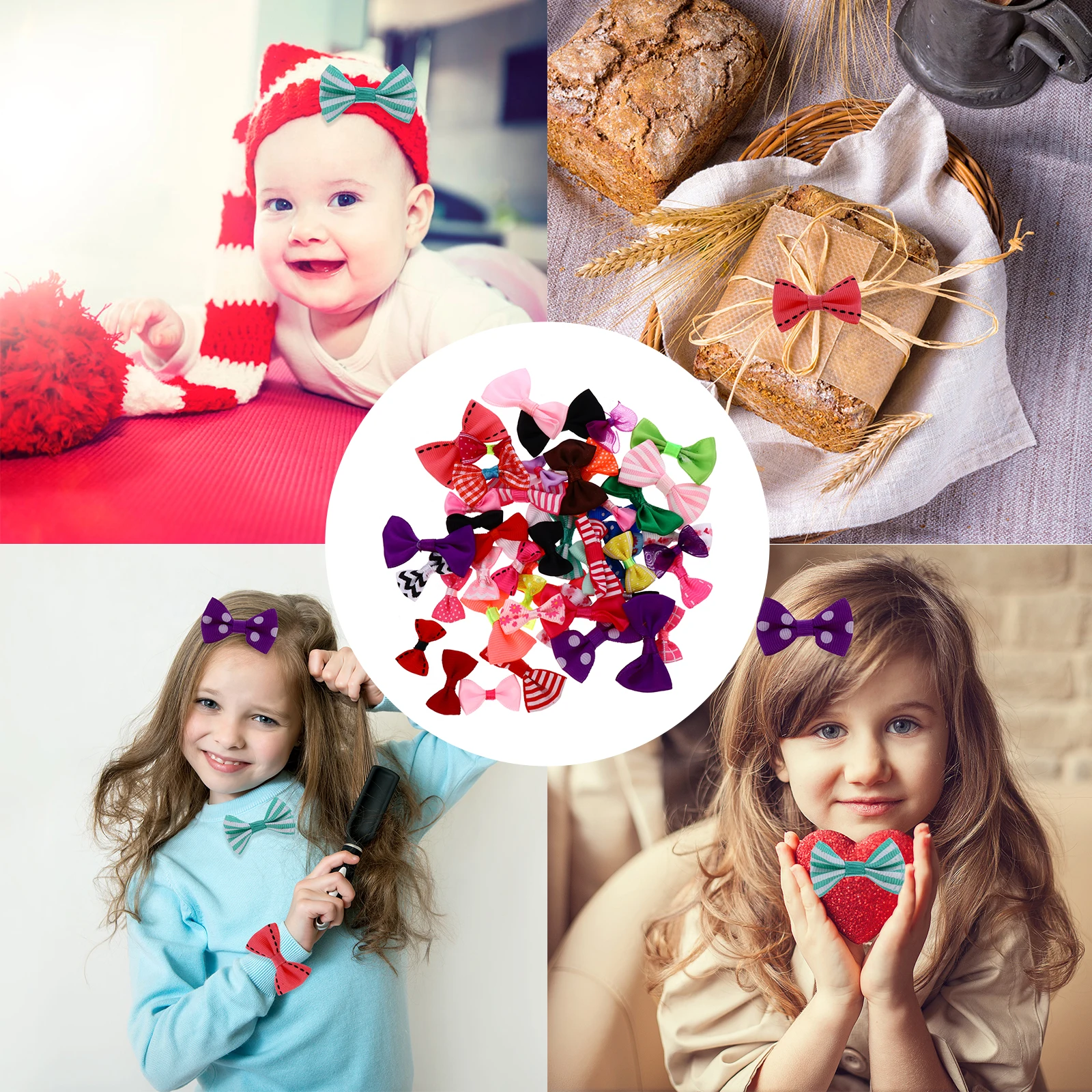 

100pcs Ribbon Bows Clothes Accessories DIY Decorative Mini Bows High Quality Safe Use Embellishment Crafts Elastic Band