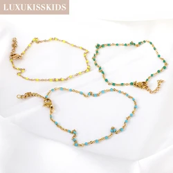 LUXUKISSKIDS New Fashion Bohemia Anklets For Woman Green Snake Beads Chains Jewelry On Foot Summer Holiday Vintage Leg Bracelets