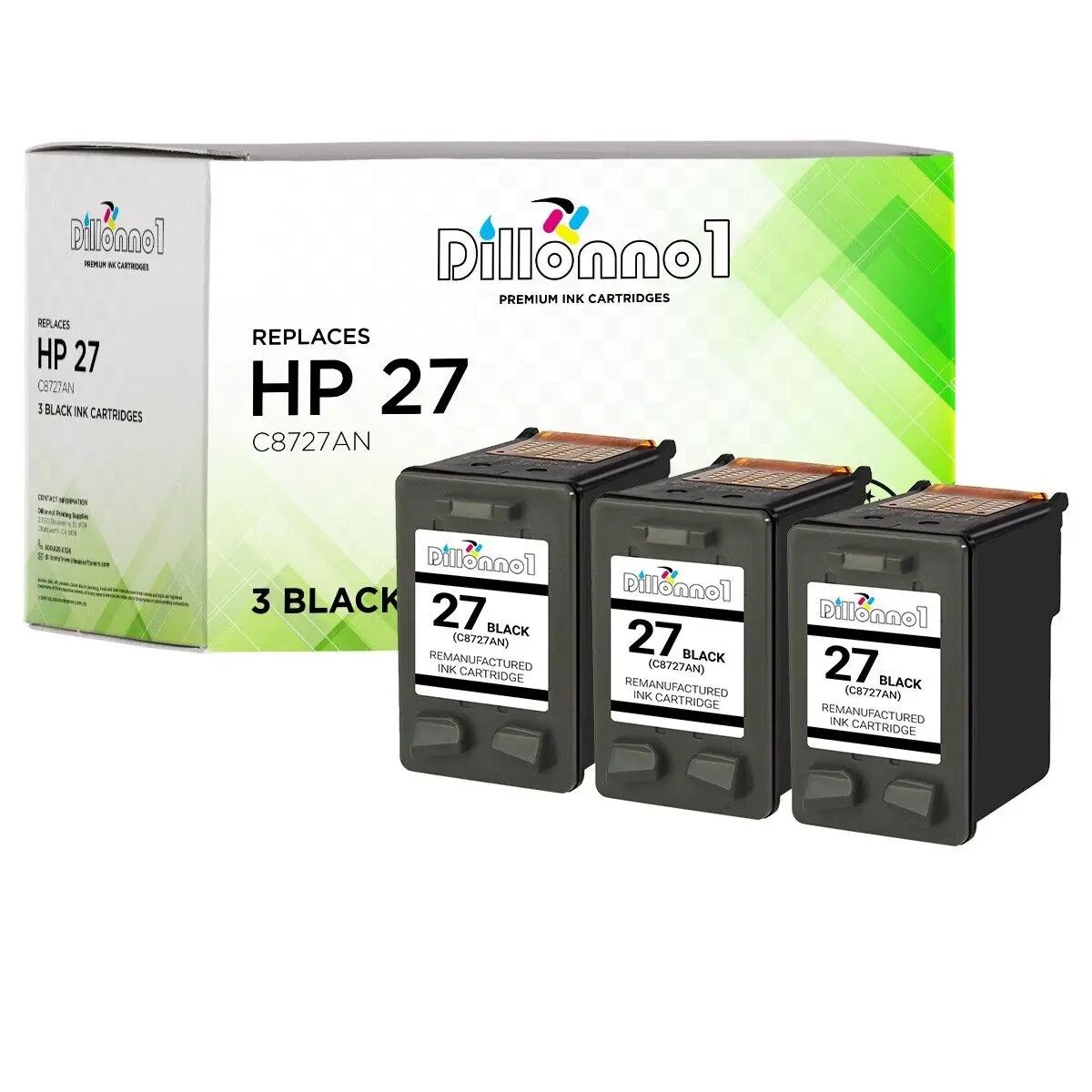 3-Pack Black Ink For HP 27 C8727AN fits Officejet 4315 5600 5605 5610