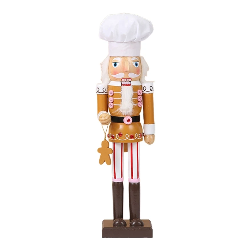 Wooden Nutcracker Ornaments Christmas Decorations Wood Figurine Puppet Toys Home Table Decor 15 Inch Standing Chef