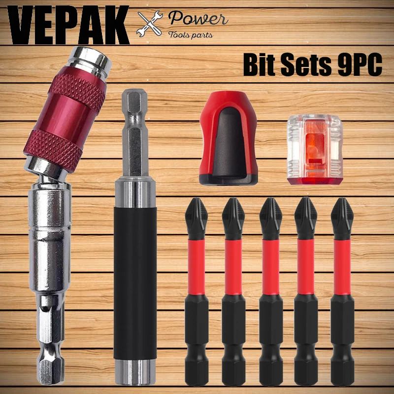 VEPAK Hexagonal Magnetic Handle Telescopic Extension Rod Ts2 PH2 50MM Drill Bits Charging/Magnetizing Sleeve Series Tool Parts