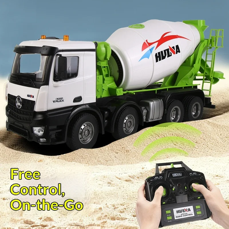 Huina Electric Cement Mixer Truck Model Simulated Engineering Vehicle With Light Pull Back Rubber Tire For Collection Display