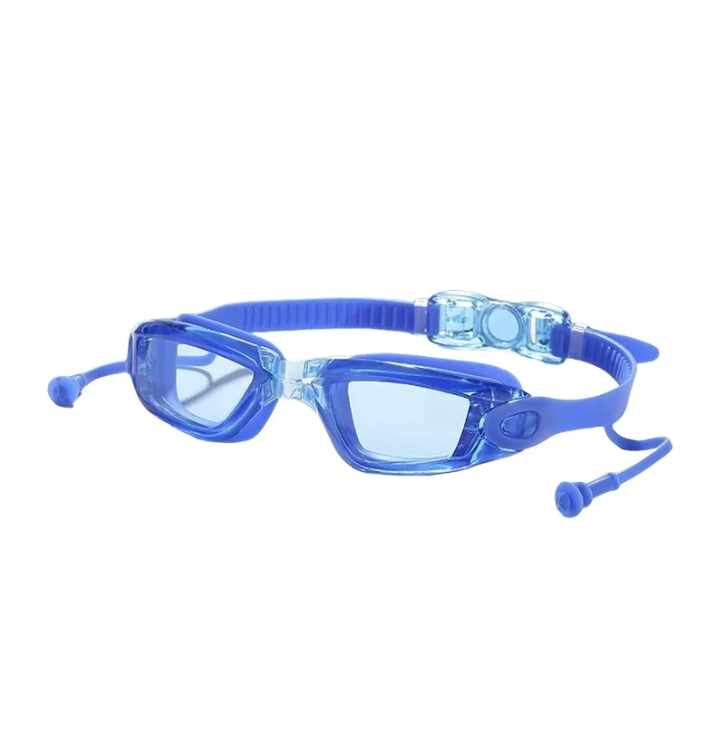Professionelle Schwimmbrille mit verbundenen Ohrstöpseln, HD-UV-Schutz, beschlagfrei, Wassersportbrille, Silikon für Schwimmbad