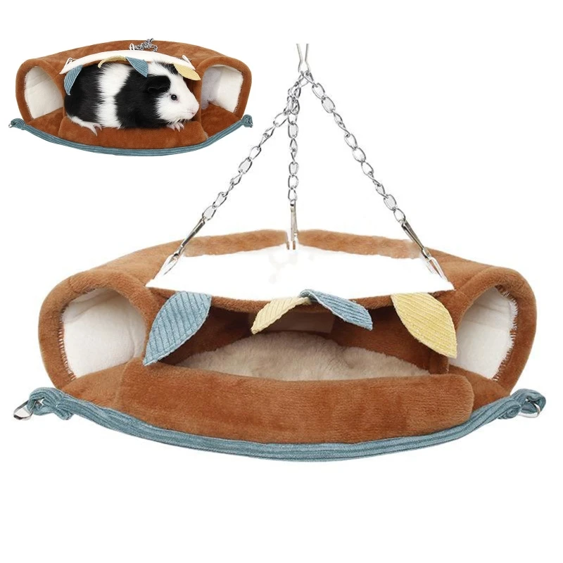 

Hamster Hammock Cave Shed Small Pet Warm Cage Tent for Guinea Pigs Brown