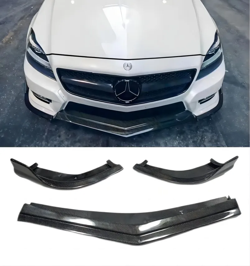 W218 Real Carbon Fiber Front Lip Spoiler Splitters Aprons Bumper Guard for Benz CLS Class W218 CLS350 320 CLS63 2012 2013 2014