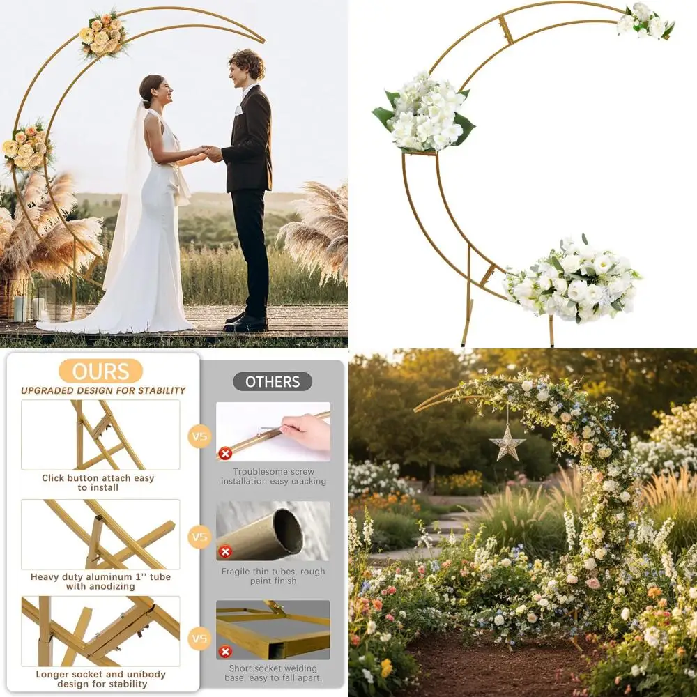 

Carbon Steel Crescent Moon Arch for Weddings, Birthdays, and Special Events