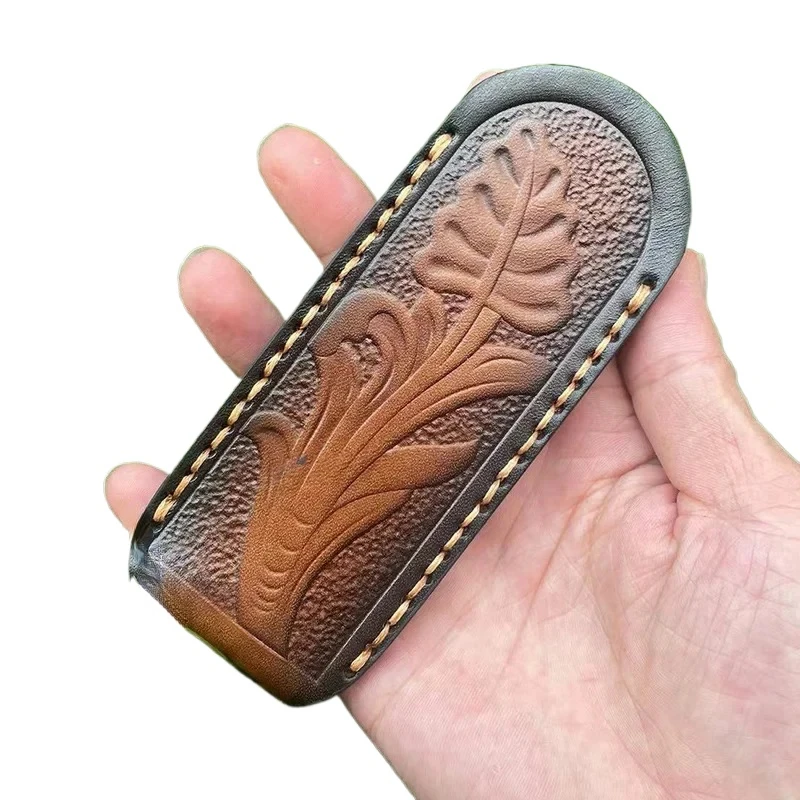 14cm Cowhide Straight Pocket Sheath Leather Sheath Scabbard Cover Protector Bag Knife Cover DIY Accessories For Fold Knife